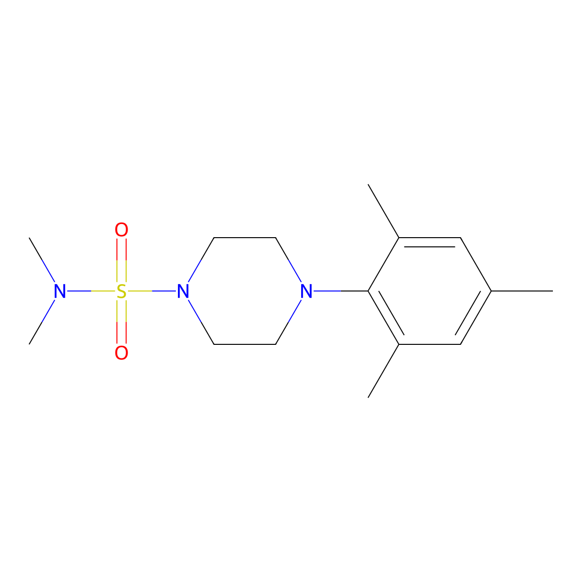 4-mesityl-N,N-dimethyl-1-piperazinesulfonamide molecular structure, CAS 825608-18-2