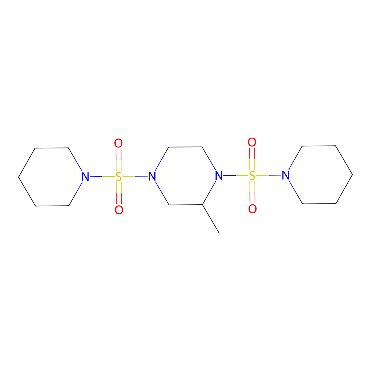 2-Methyl-1,4-bis(piperidin-1-ylsulfonyl)piperazine molecular structure, CAS 825608-20-6