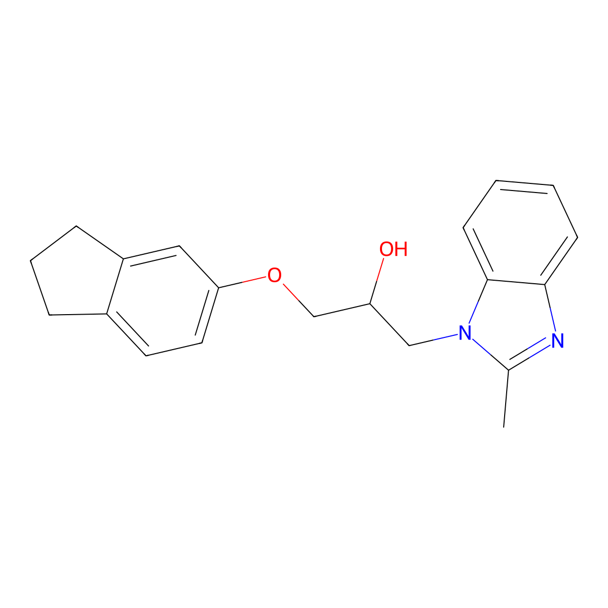3-Indan-5-yloxy-1-(2-methylbenzimidazolyl)propan-2-ol molecular structure, CAS 825608-29-5