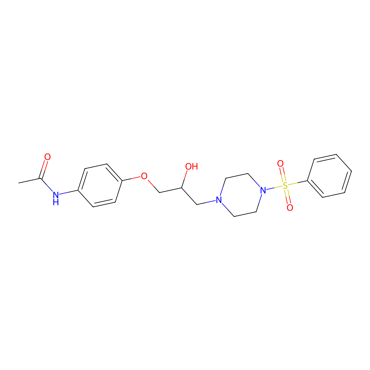 N-(4-{2-hydroxy-3-[4-(phenylsulfonyl)piperazinyl]propoxy}phenyl)acetamide molecular structure, CAS 825608-31-9