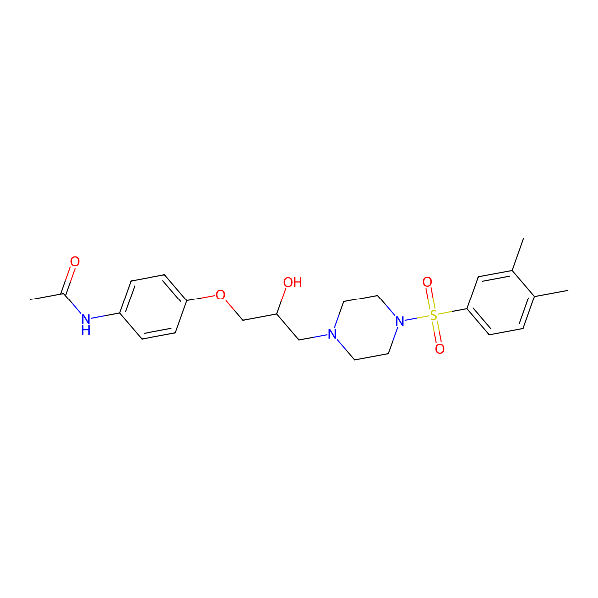 N-[4-(3-{4-[(3,4-dimethylphenyl)sulfonyl]piperazin-1-yl}-2-hydroxypropoxy)phenyl]acetamide molecular structure, CAS 825608-32-0