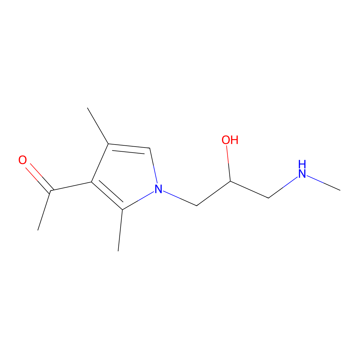 1-[1-(2-Hydroxy-3-methylamino-propyl)-2,4-dimethyl-1H-pyrrol-3-yl]-ethanone molecular structure, CAS 825608-34-2