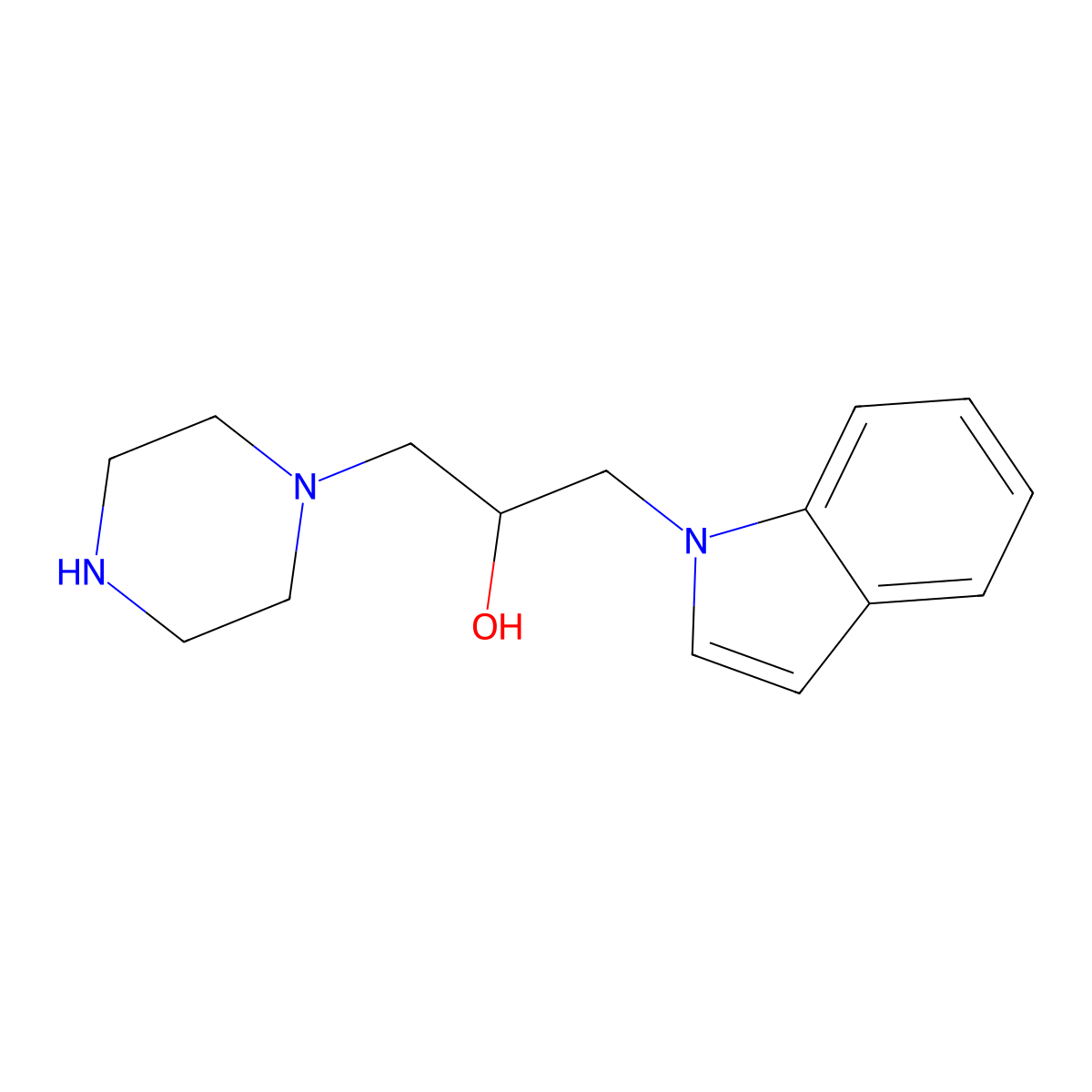 1-Indol-1-yl-3-piperazin-1-yl-propan-2-ol molecular structure, CAS 825608-36-4