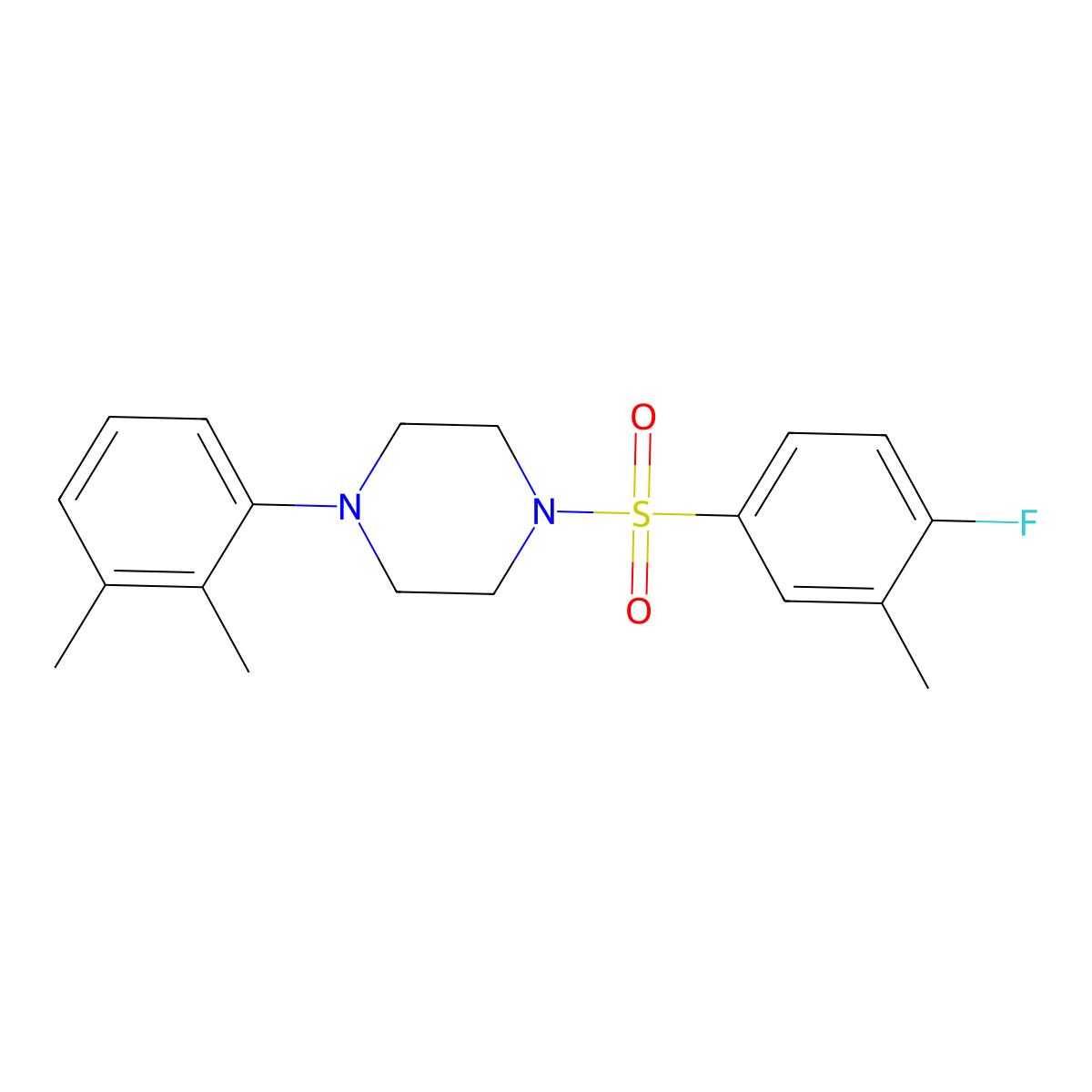 1-(2,3-Dimethylphenyl)-4-(4-fluoro-3-methylphenyl)sulfonylpiperazine molecular structure, CAS 825608-37-5