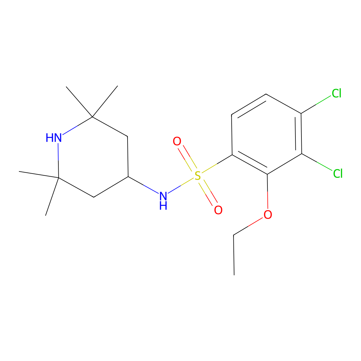 3,4-dichloro-2-ethoxy-N-(2,2,6,6-tetramethylpiperidin-4-yl)benzenesulfonamide molecular structure, CAS 825608-40-0