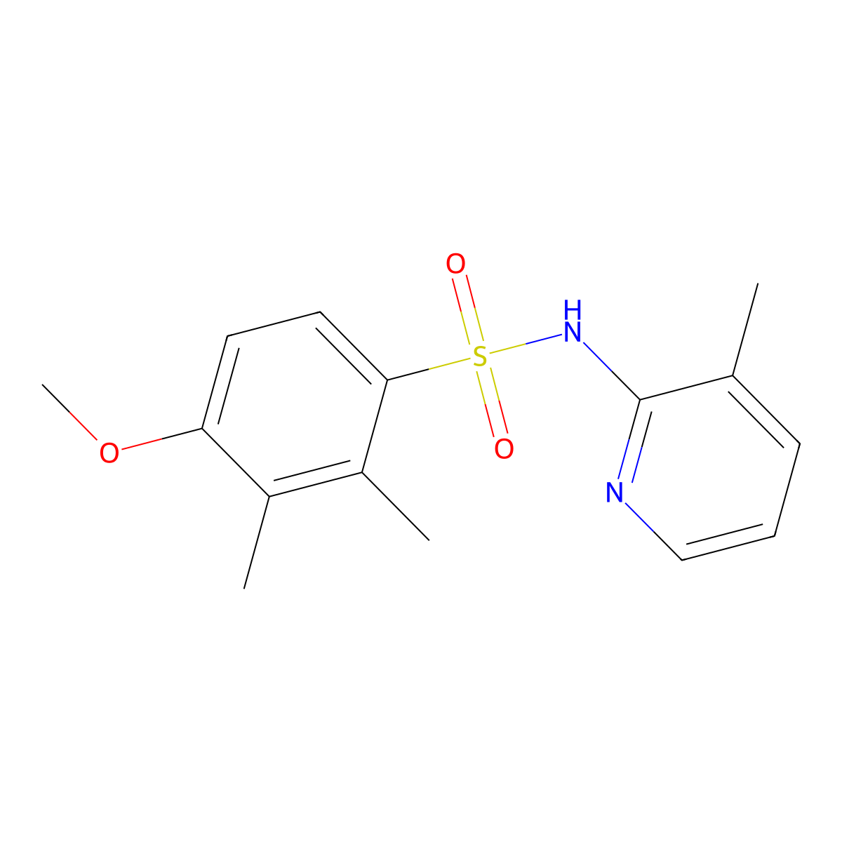 4-methoxy-2,3-dimethyl-N-(3-methylpyridin-2-yl)benzenesulfonamide molecular structure, CAS 825608-42-2