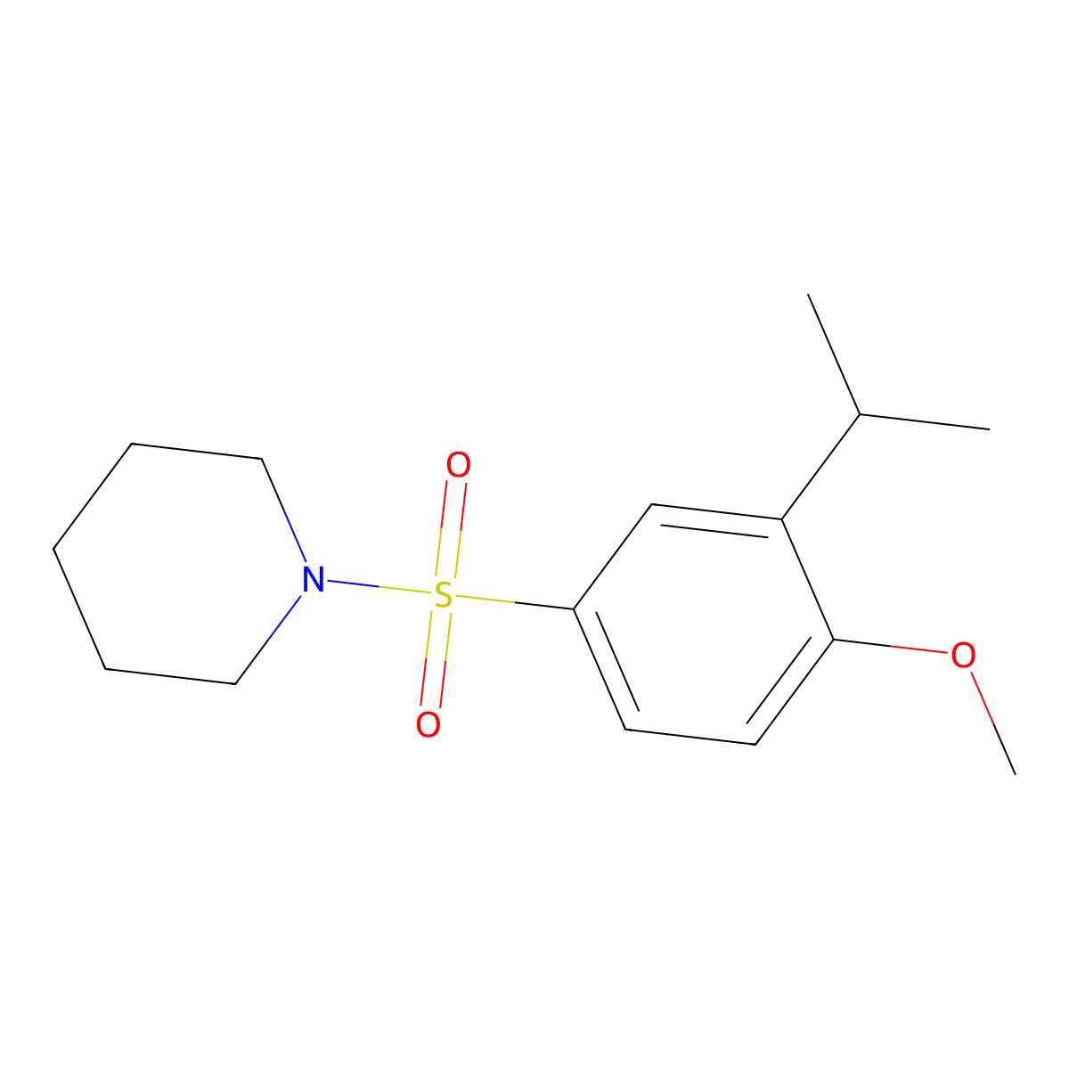 2-Isopropyl-4-(1-piperidinylsulfonyl)phenyl methyl ether molecular structure, CAS 825608-46-6