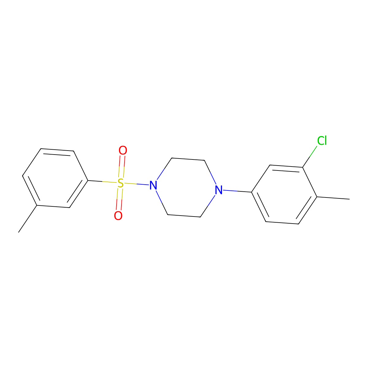 1-(3-Chloro-4-methylphenyl)-4-(3-methylbenzenesulfonyl)piperazine molecular structure, CAS 825608-47-7