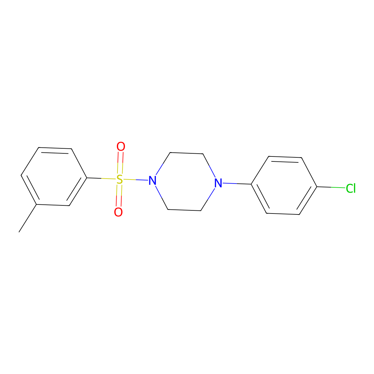 1-(4-Chlorophenyl)-4-(3-methylbenzenesulfonyl)piperazine molecular structure, CAS 825608-48-8