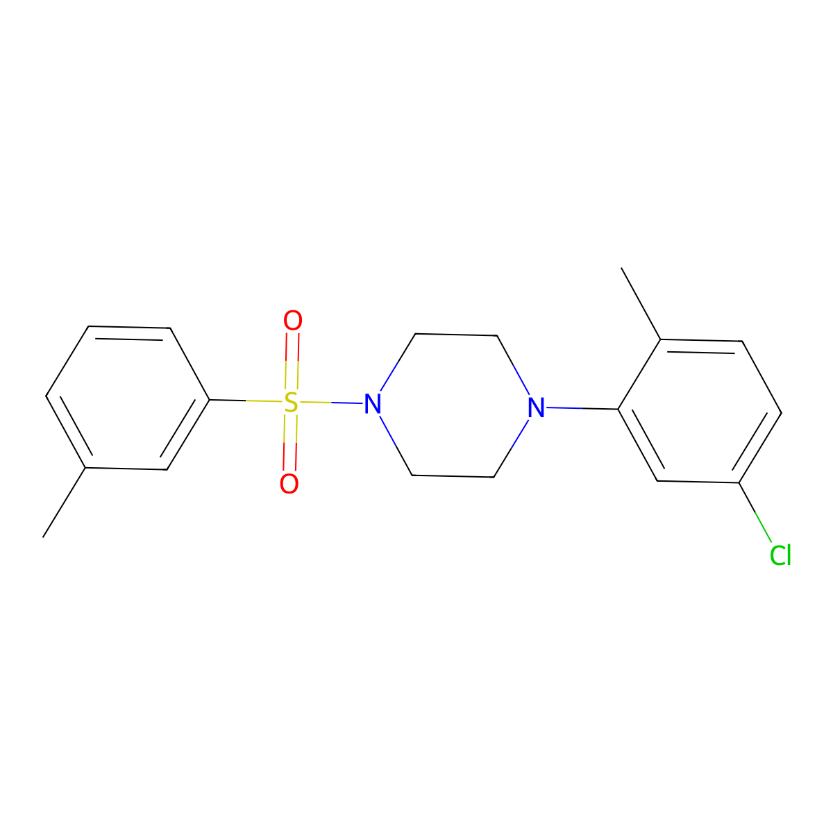 1-(5-Chloro-2-methylphenyl)-4-(3-methylphenyl)sulfonylpiperazine molecular structure, CAS 825608-49-9