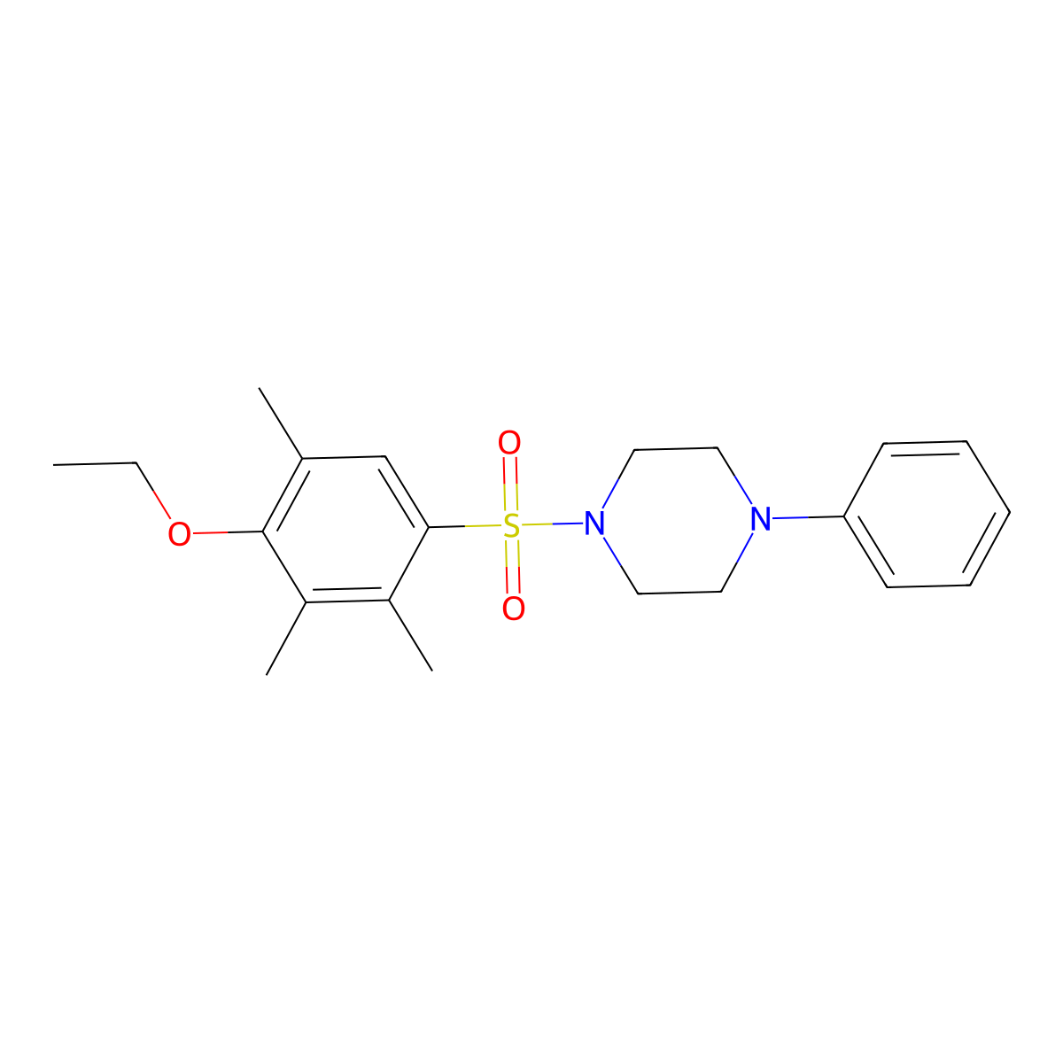 1-(4-Ethoxy-2,3,5-trimethylbenzenesulfonyl)-4-phenylpiperazine molecular structure, CAS 825608-50-2