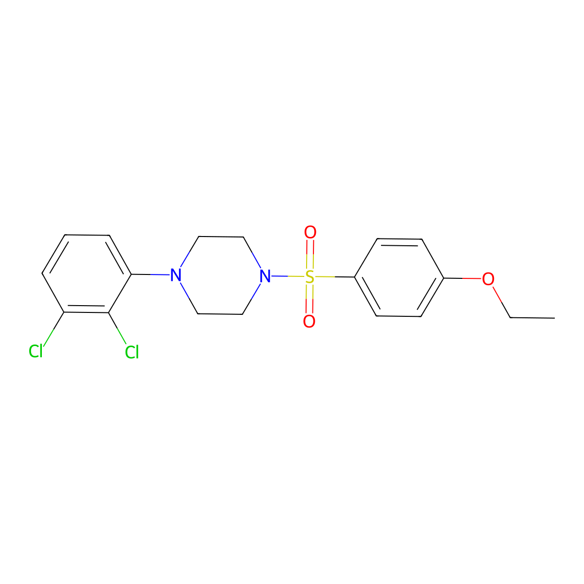 1-(2,3-Dichlorophenyl)-4-(4-ethoxyphenyl)sulfonylpiperazine molecular structure, CAS 825608-51-3