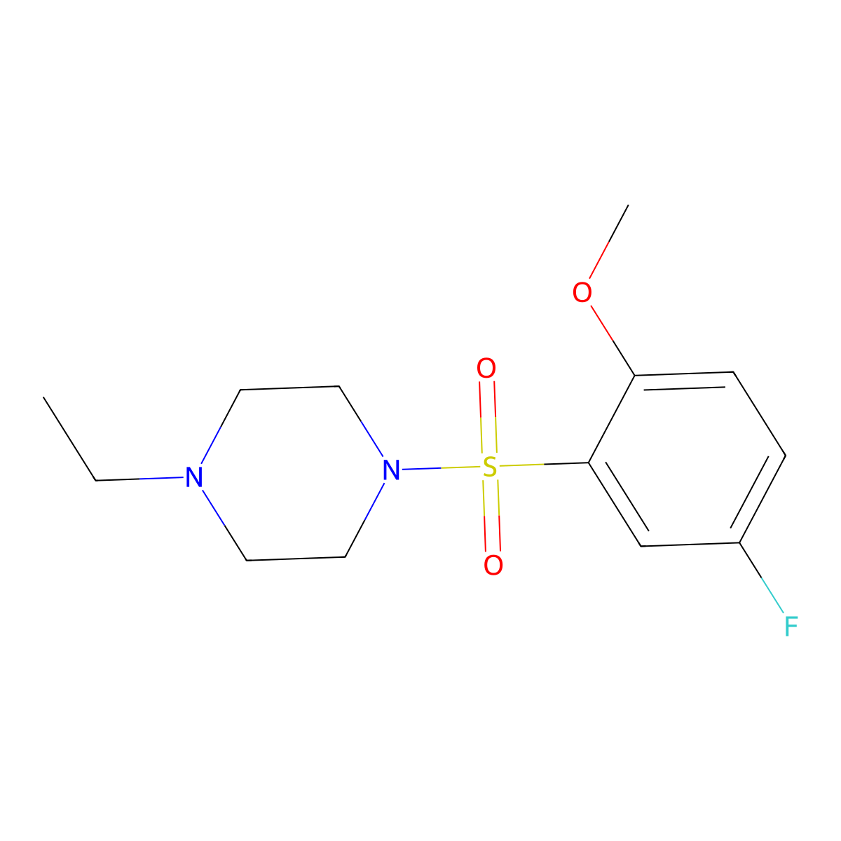 1-Ethyl-4-(5-fluoro-2-methoxyphenyl)sulfonylpiperazine molecular structure, CAS 825608-57-9