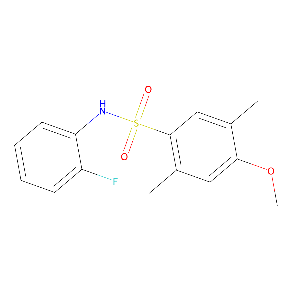 N-(2-fluorophenyl)-4-methoxy-2,5-dimethylbenzenesulfonamide molecular structure, CAS 825608-59-1