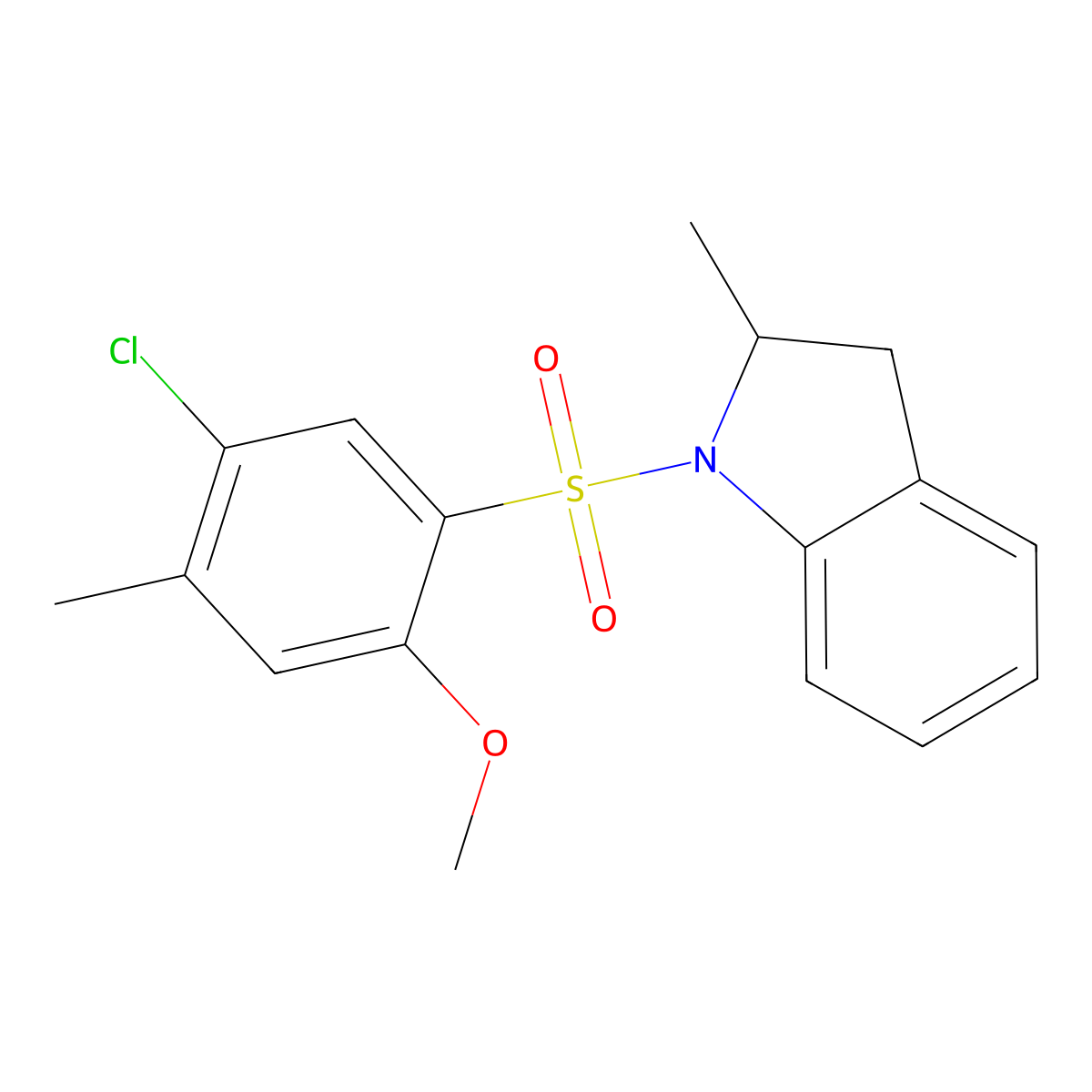 5-Chloro-2-methoxy-4-methyl-1-[(2-methylindolinyl)sulfonyl]benzene molecular structure, CAS 825608-64-8