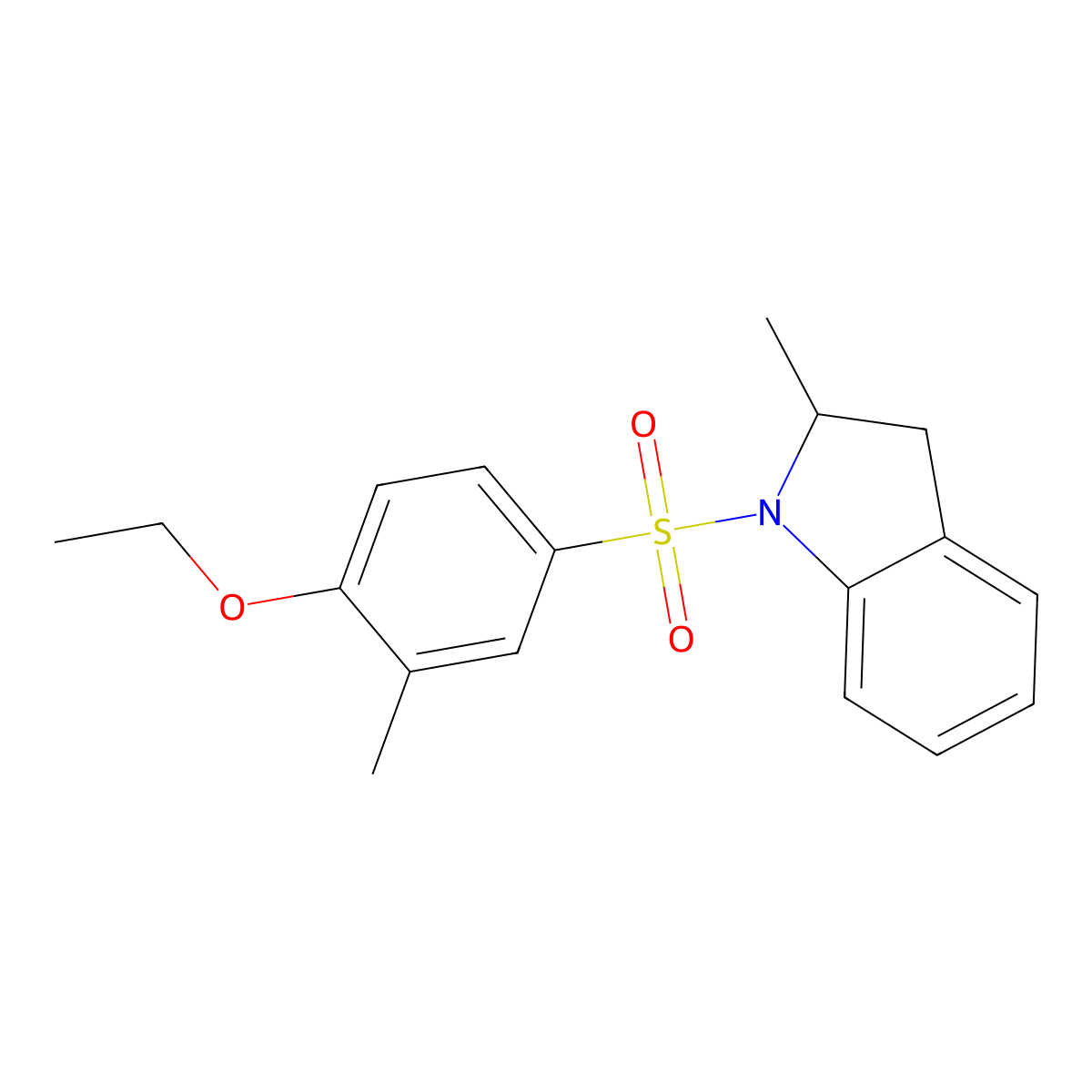 1-[(4-Ethoxy-3-methylphenyl)sulfonyl]-2-methylindoline molecular structure, CAS 825608-65-9
