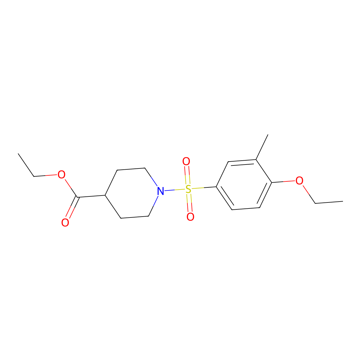 Ethyl 1-(4-ethoxy-3-methylphenyl)sulfonylpiperidine-4-carboxylate molecular structure, CAS 825608-70-6