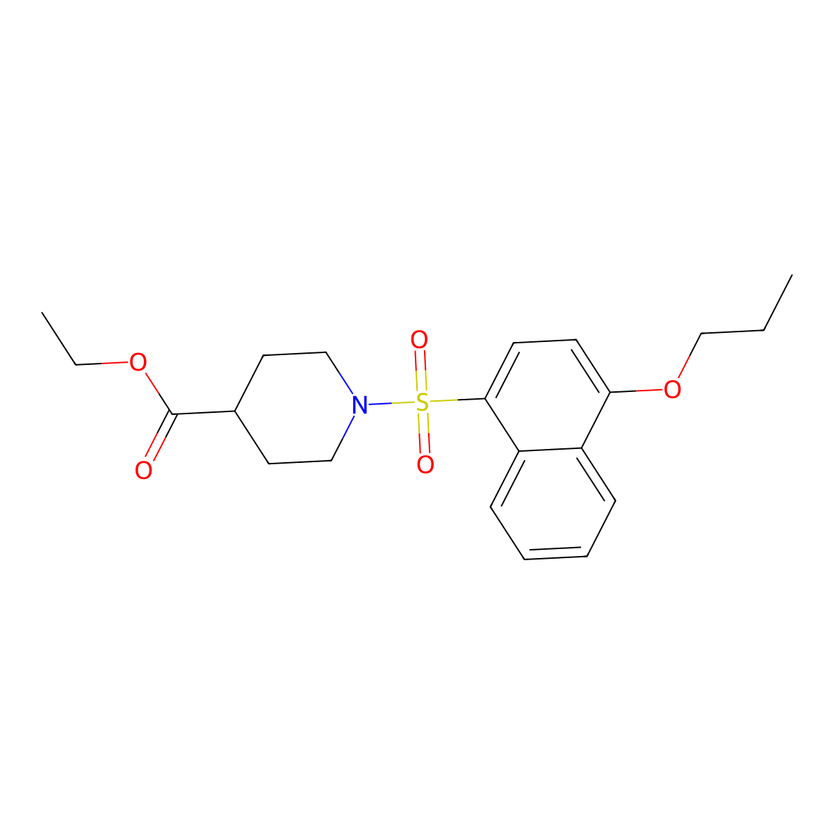 Ethyl 1-[(4-propoxynaphthyl)sulfonyl]piperidine-4-carboxylate molecular structure, CAS 825608-71-7