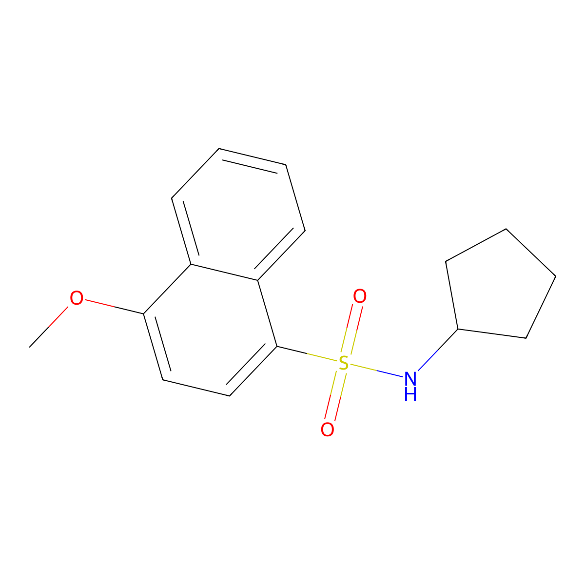 N-cyclopentyl-4-methoxynaphthalene-1-sulfonamide molecular structure, CAS 825608-73-9