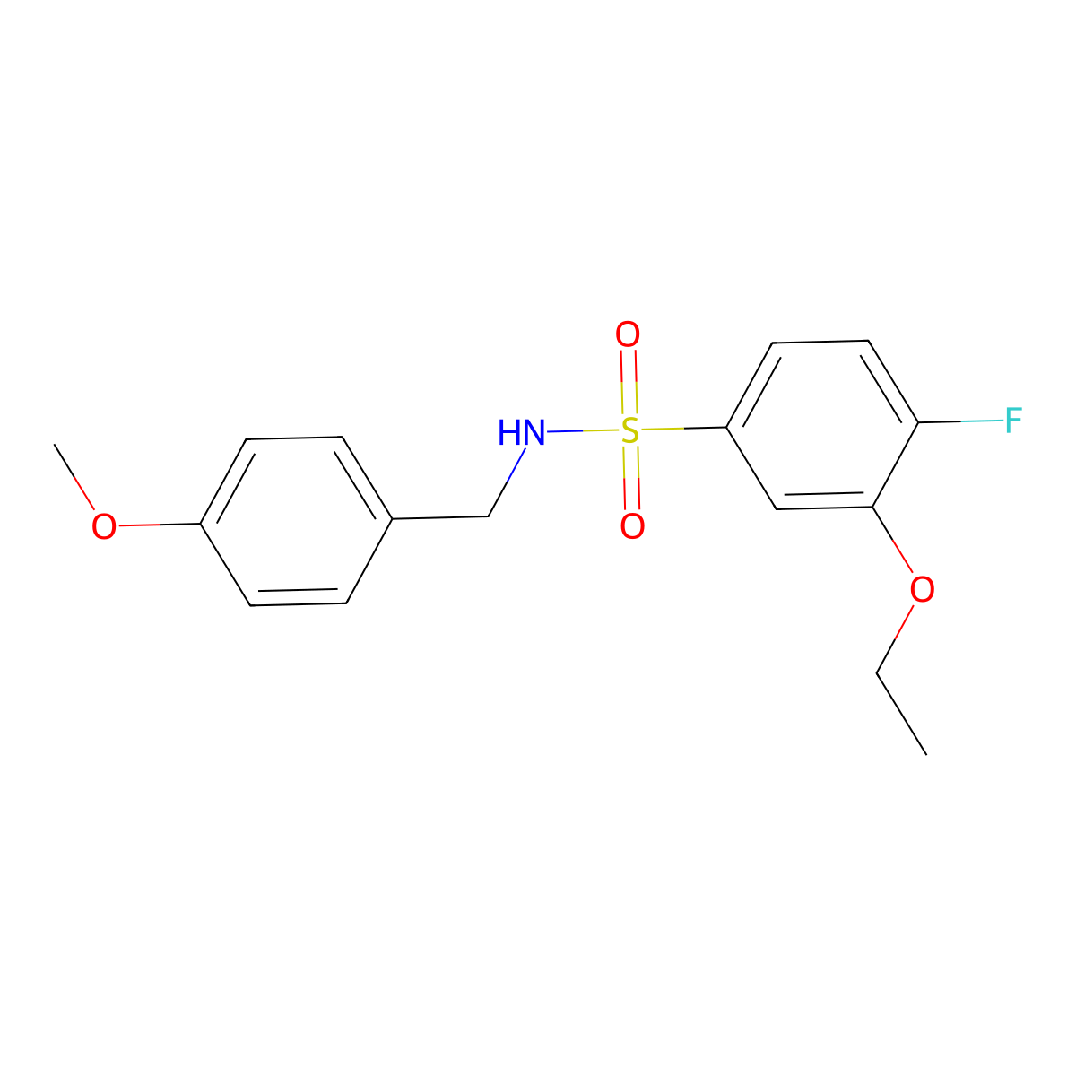 3-ethoxy-4-fluoro-N-(4-methoxybenzyl)benzenesulfonamide molecular structure, CAS 825608-74-0