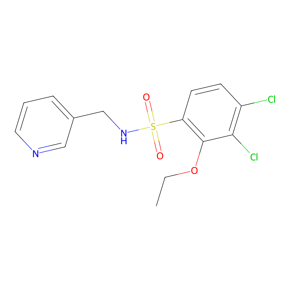 3,4-dichloro-2-ethoxy-N-(3-pyridinylmethyl)benzenesulfonamide molecular structure, CAS 825608-76-2
