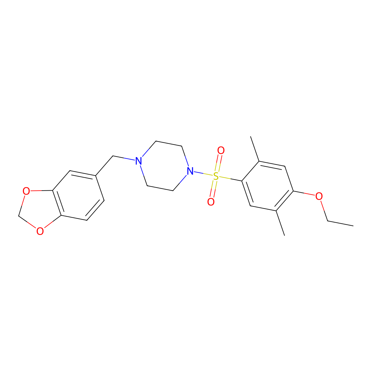1-[(2H-1,3-benzodioxol-5-yl)methyl]-4-(4-ethoxy-2,5-dimethylbenzenesulfonyl)piperazine molecular structure, CAS 825608-77-3