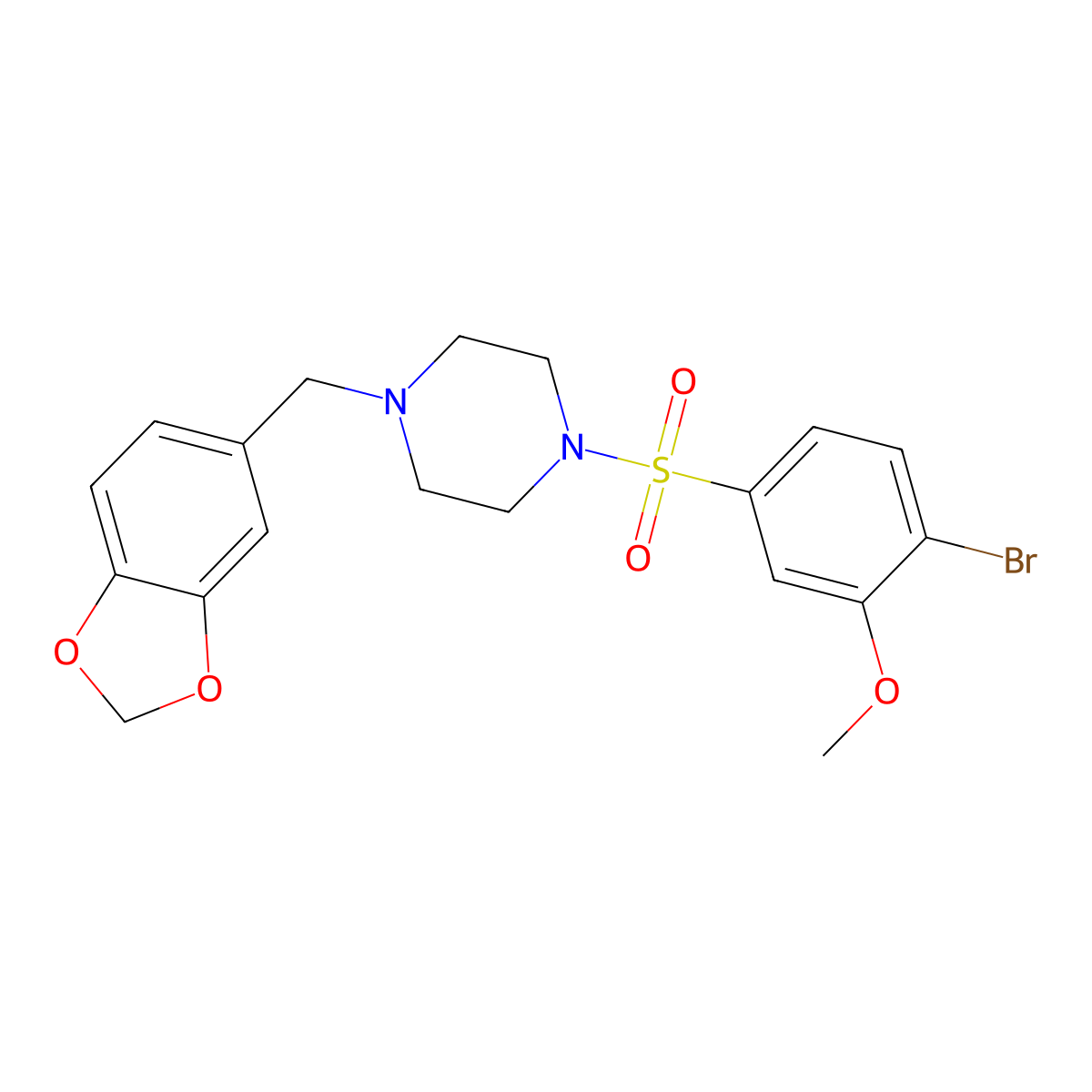 1-(1,3-Benzodioxol-5-ylmethyl)-4-(4-bromo-3-methoxyphenyl)sulfonylpiperazine molecular structure, CAS 825608-79-5
