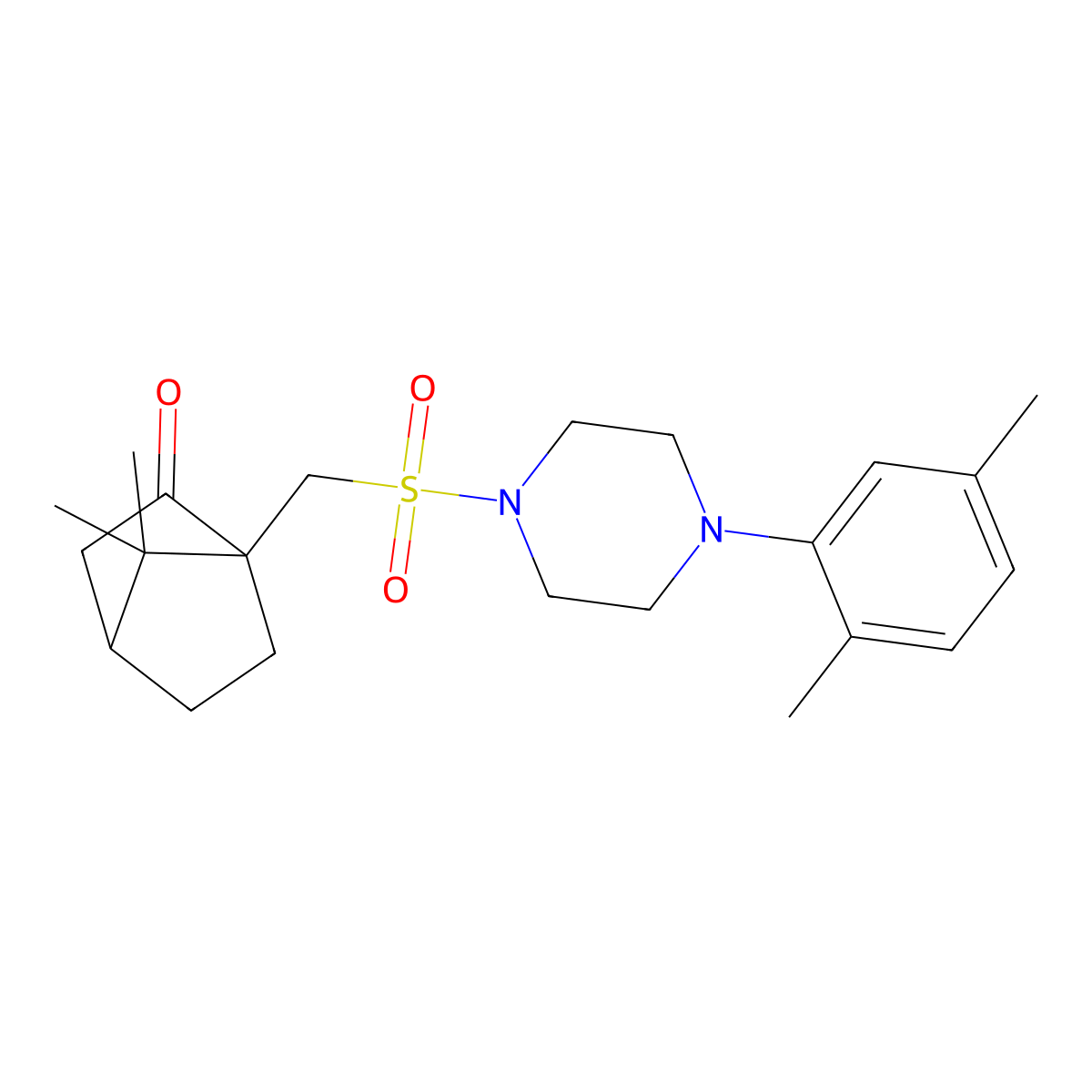 1-({[4-(2,5-Dimethylphenyl)-1-piperazinyl]sulfonyl}methyl)-7,7-dimethylbicyclo[2.2.1]heptan-2-one molecular structure, CAS 825608-80-8