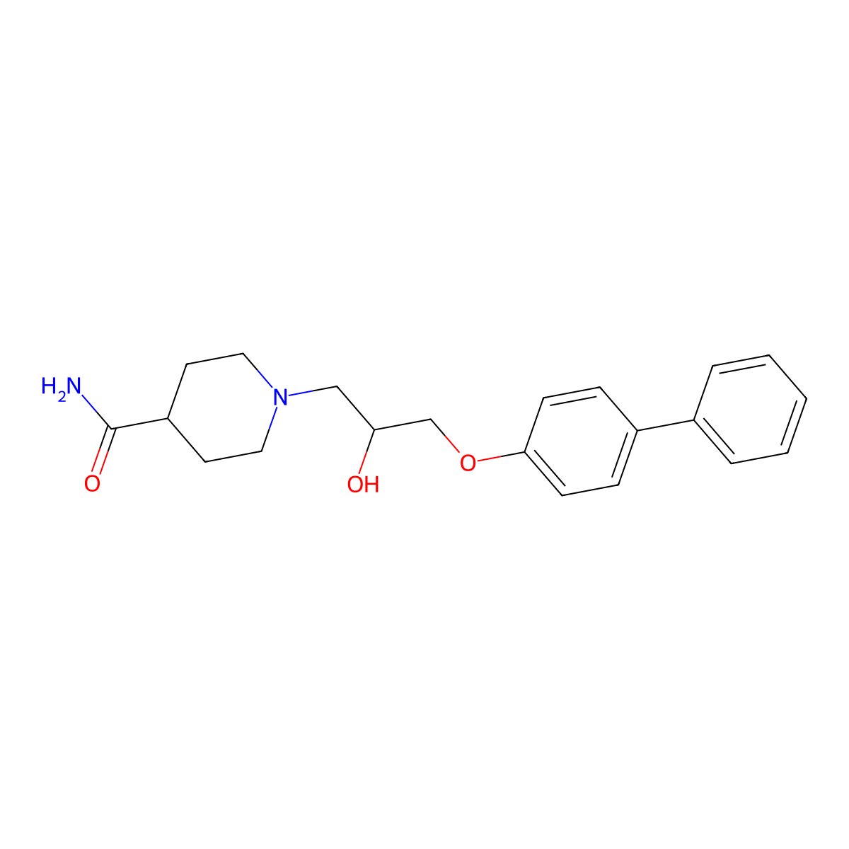 1-[2-Hydroxy-3-(4-phenylphenoxy)propyl]piperidine-4-carboxamide molecular structure, CAS 825608-82-0