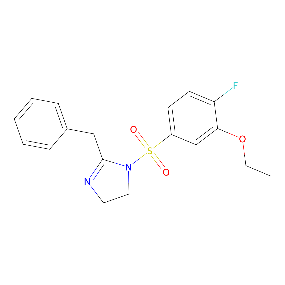 2-Benzyl-1-(3-ethoxy-4-fluorophenyl)sulfonyl-4,5-dihydroimidazole molecular structure, CAS 825608-88-6