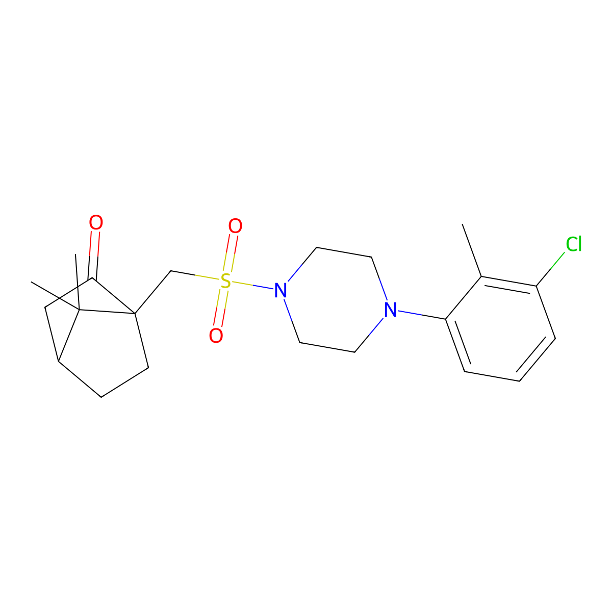 4-[[4-(3-Chloro-2-methylphenyl)piperazin-1-yl]sulfonylmethyl]-7,7-dimethylbicyclo[2.2.1]heptan-3-one molecular structure, CAS 825608-90-0