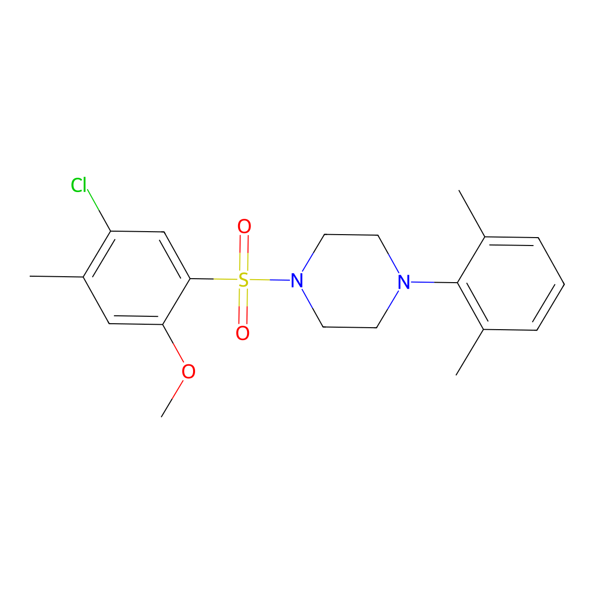 1-(5-Chloro-2-methoxy-4-methylphenyl)sulfonyl-4-(2,6-dimethylphenyl)piperazine molecular structure, CAS 825608-93-3