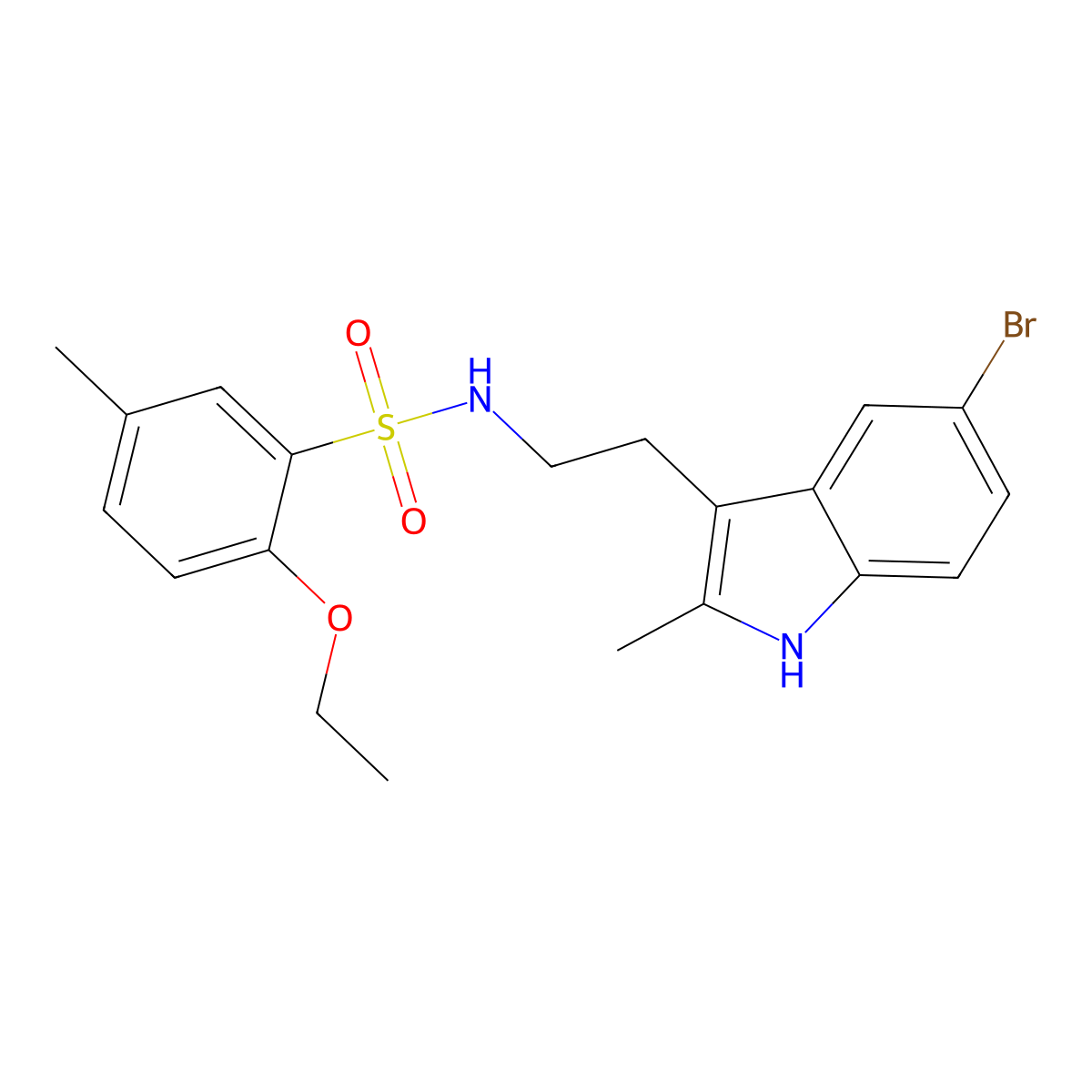 N-[2-(5-bromo-2-methyl-1H-indol-3-yl)ethyl]-2-ethoxy-5-methylbenzenesulfonamide molecular structure, CAS 825608-97-7