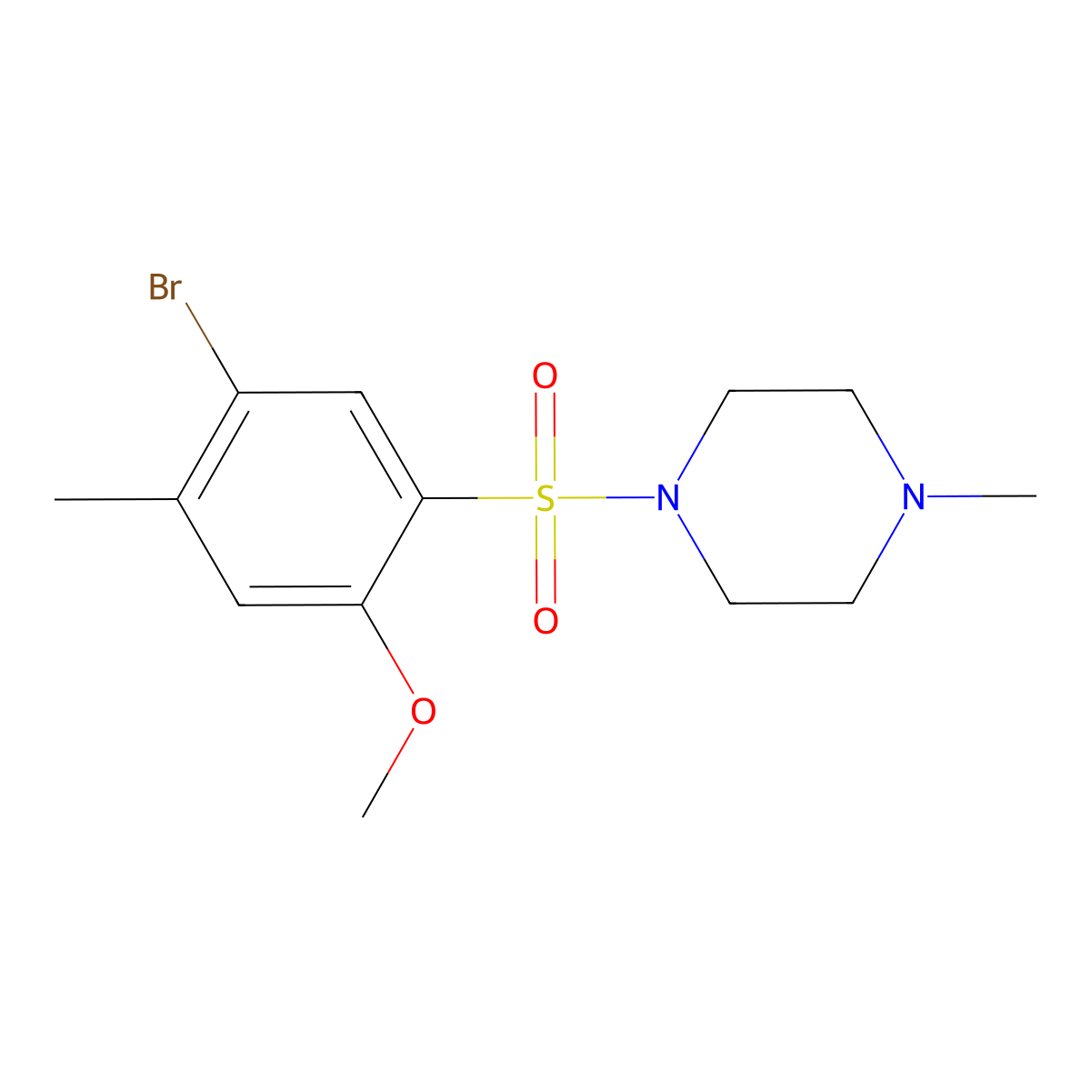 1-(5-Bromo-2-methoxy-4-methylphenyl)sulfonyl-4-methylpiperazine molecular structure, CAS 825609-00-5