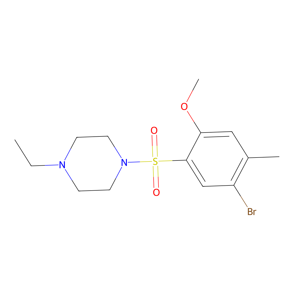 1-(5-Bromo-2-methoxy-4-methylphenyl)sulfonyl-4-ethylpiperazine molecular structure, CAS 825609-01-6