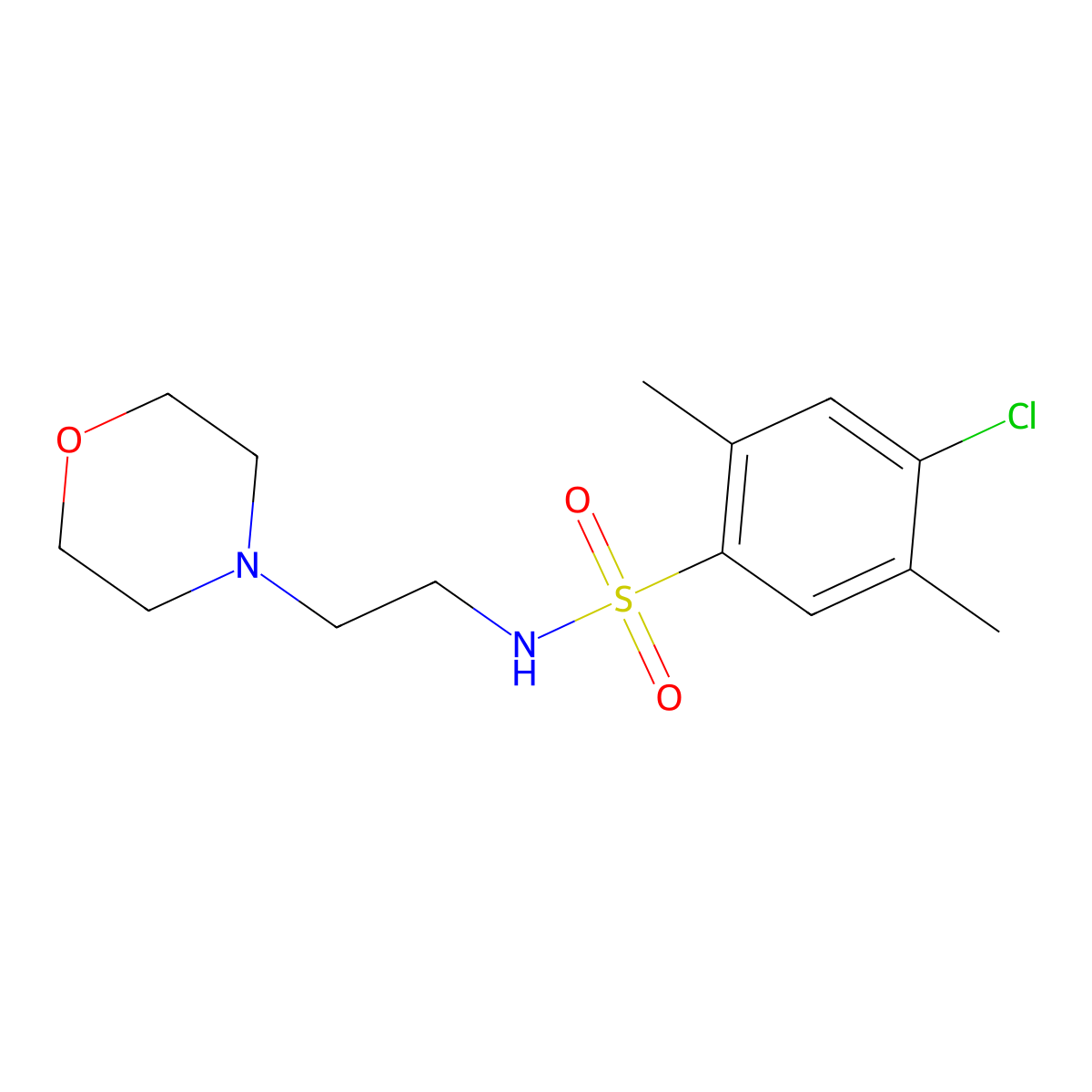 4-chloro-2,5-dimethyl-N-(2-morpholin-4-ylethyl)benzenesulfonamide molecular structure, CAS 825609-10-7