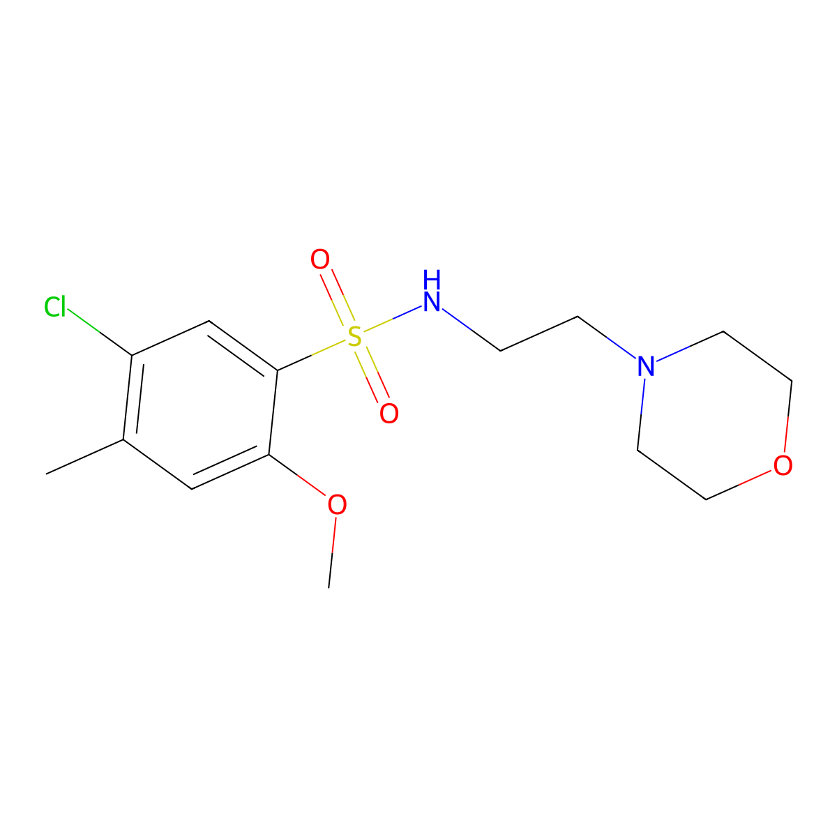 5-chloro-2-methoxy-4-methyl-N-[2-(4-morpholinyl)ethyl]benzenesulfonamide molecular structure, CAS 825609-11-8