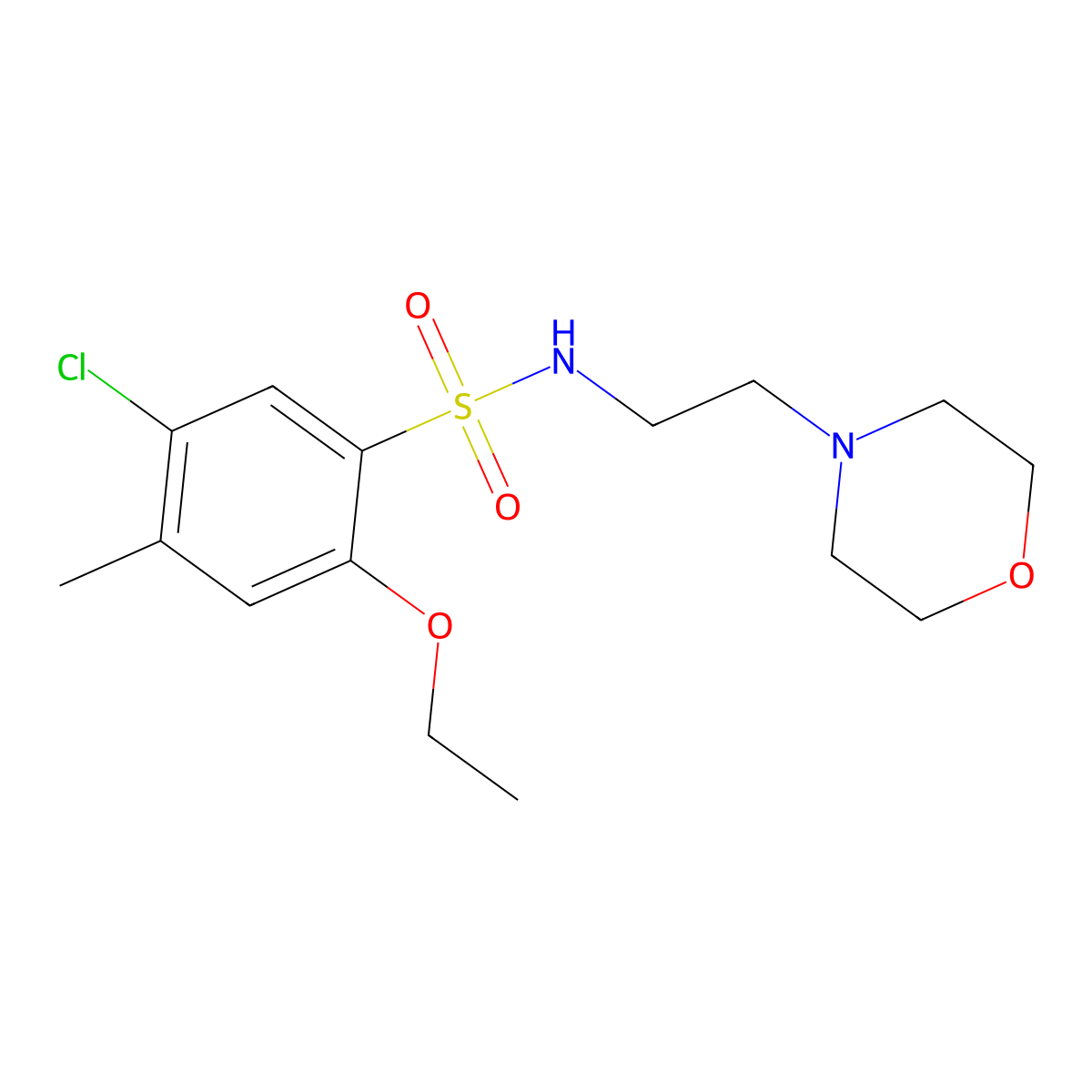 5-chloro-2-ethoxy-4-methyl-N-(2-morpholin-4-ylethyl)benzenesulfonamide molecular structure, CAS 825609-12-9