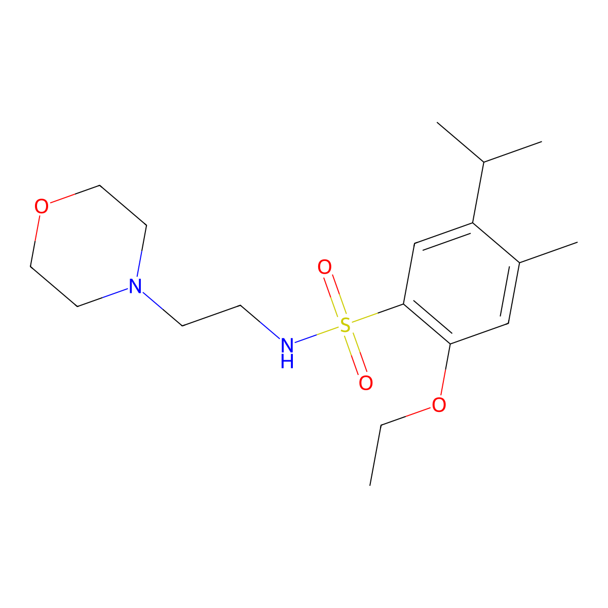 2-ethoxy-4-methyl-N-(2-morpholin-4-ylethyl)-5-propan-2-ylbenzenesulfonamide molecular structure, CAS 825609-13-0
