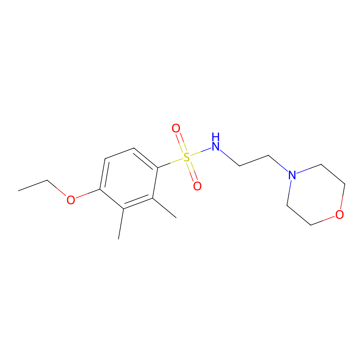 4-ethoxy-2,3-dimethyl-N-(2-morpholin-4-ylethyl)benzenesulfonamide molecular structure, CAS 825609-15-2