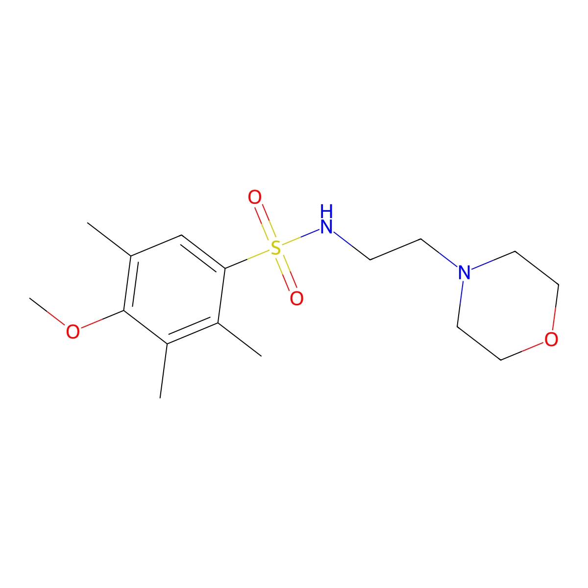 4-Methoxy-2,3,5-trimethyl-N-(2-morpholin-4-yl-ethyl)-benzenesulfonamide molecular structure, CAS 825609-18-5