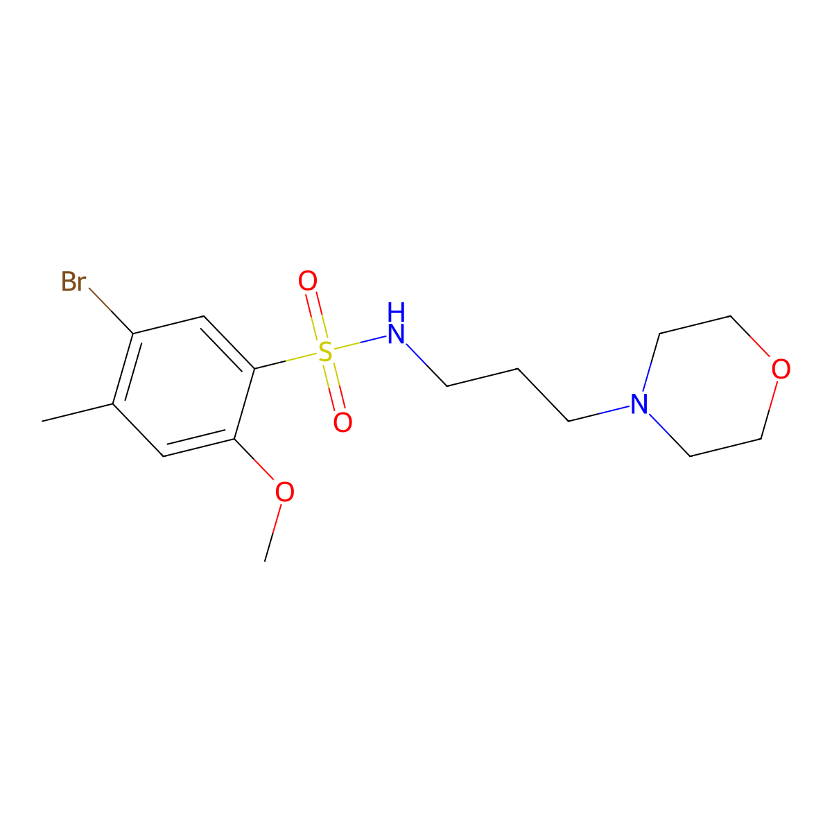 5-bromo-2-methoxy-4-methyl-N-[3-(4-morpholinyl)propyl]benzenesulfonamide molecular structure, CAS 825609-20-9