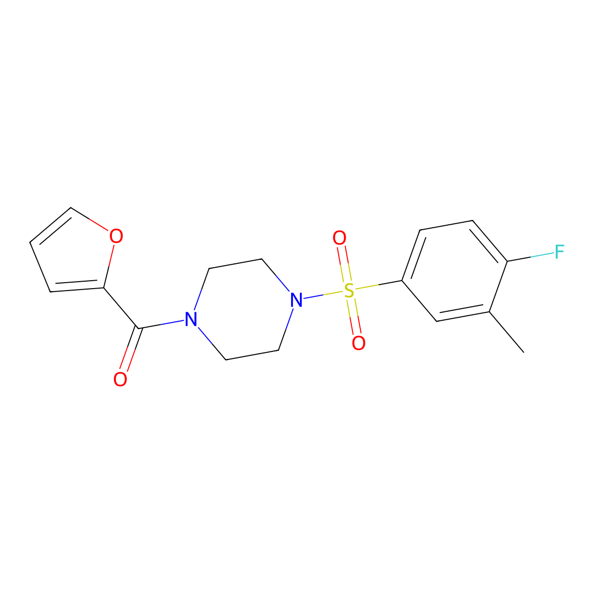 [4-(4-Fluoro-3-methylphenyl)sulfonylpiperazin-1-yl]-(furan-2-yl)methanone molecular structure, CAS 825609-22-1