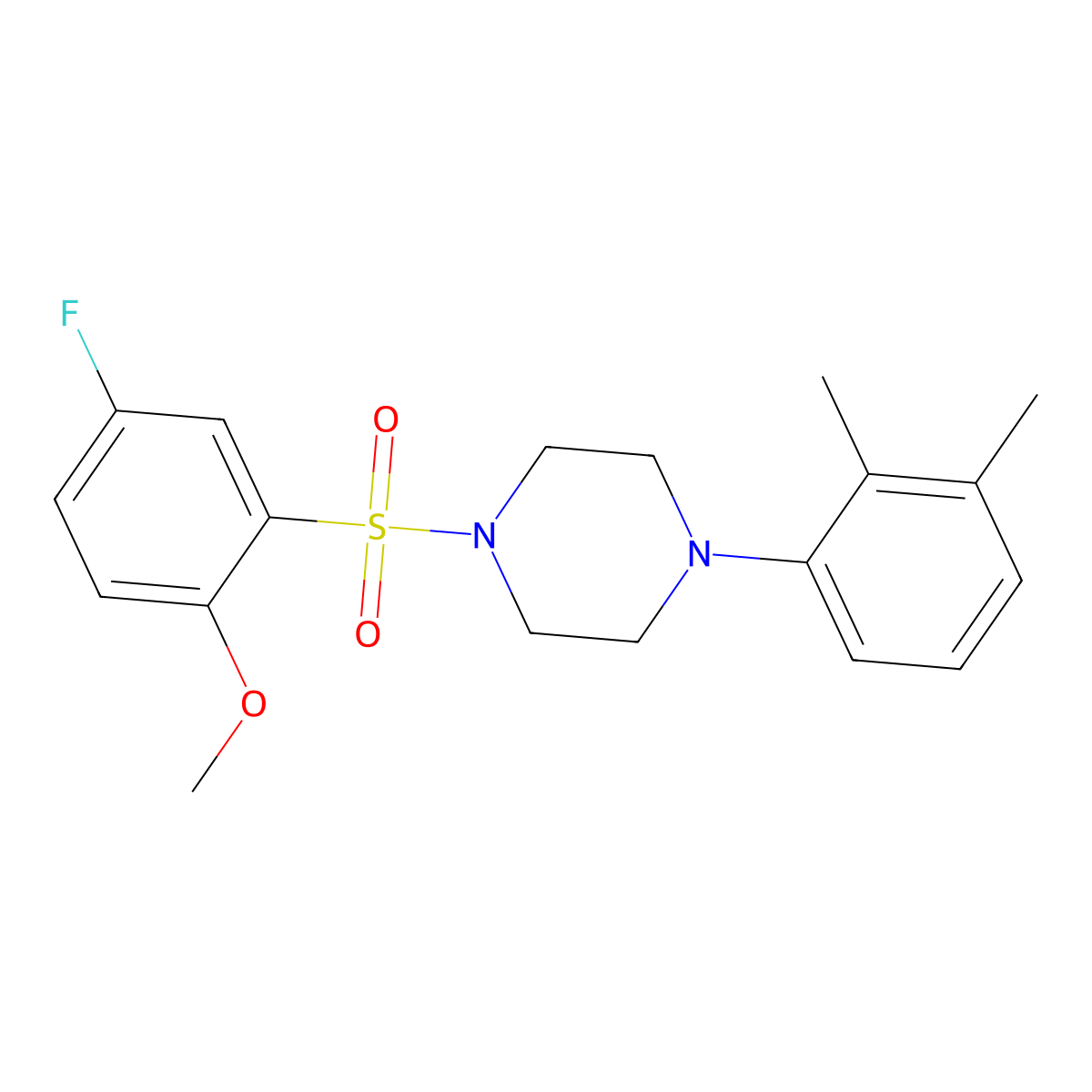 1-(2,3-Dimethylphenyl)-4-(5-fluoro-2-methoxybenzenesulfonyl)piperazine molecular structure, CAS 825609-25-4