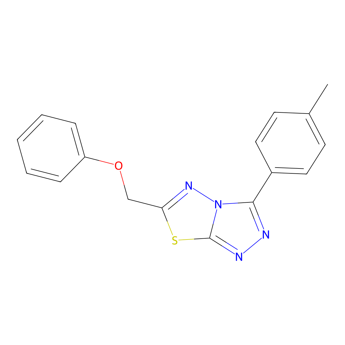 3-(4-Methylphenyl)-6-(phenoxymethyl)-[1,2,4]triazolo[3,4-b][1,3,4]thiadiazole molecular structure, CAS 825609-35-6
