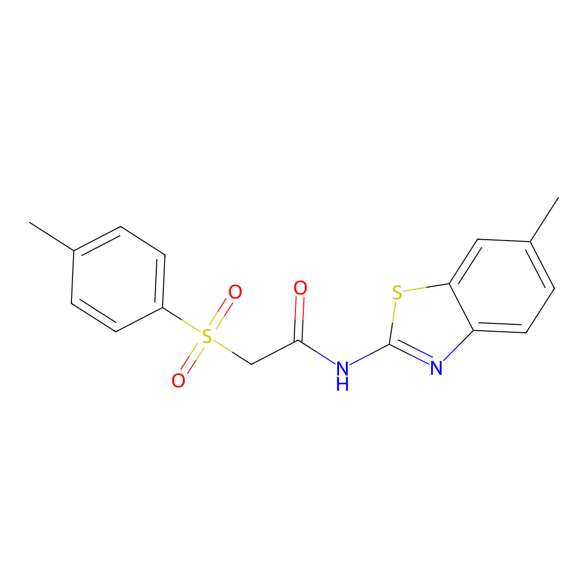 N-(6-methyl-1,3-benzothiazol-2-yl)-2-[(4-methylphenyl)sulfonyl]acetamide molecular structure, CAS 825610-28-4