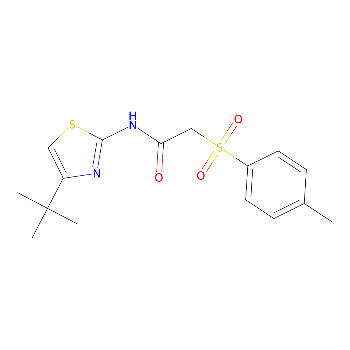 N-(4-(tert-butyl)thiazol-2-yl)-2-tosylacetamide molecular structure, CAS 825610-56-8