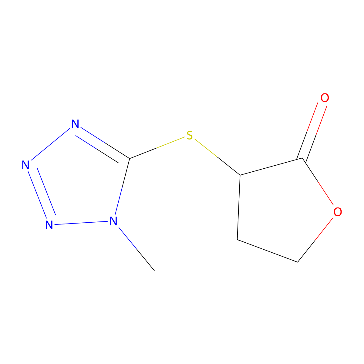 3-(1-Methyltetrazol-5-yl)sulfanyloxolan-2-one molecular structure, CAS 825610-62-6