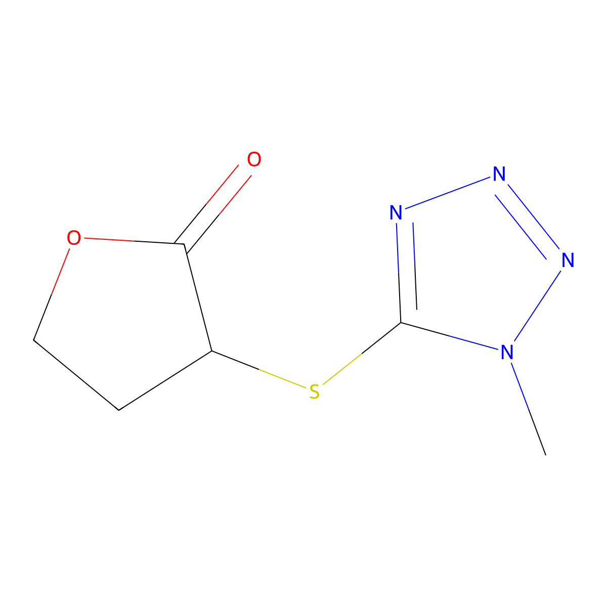 3-(1-Methyltetrazol-5-yl)sulfanyloxolan-2-one molecular structure, CAS 825610-62-6