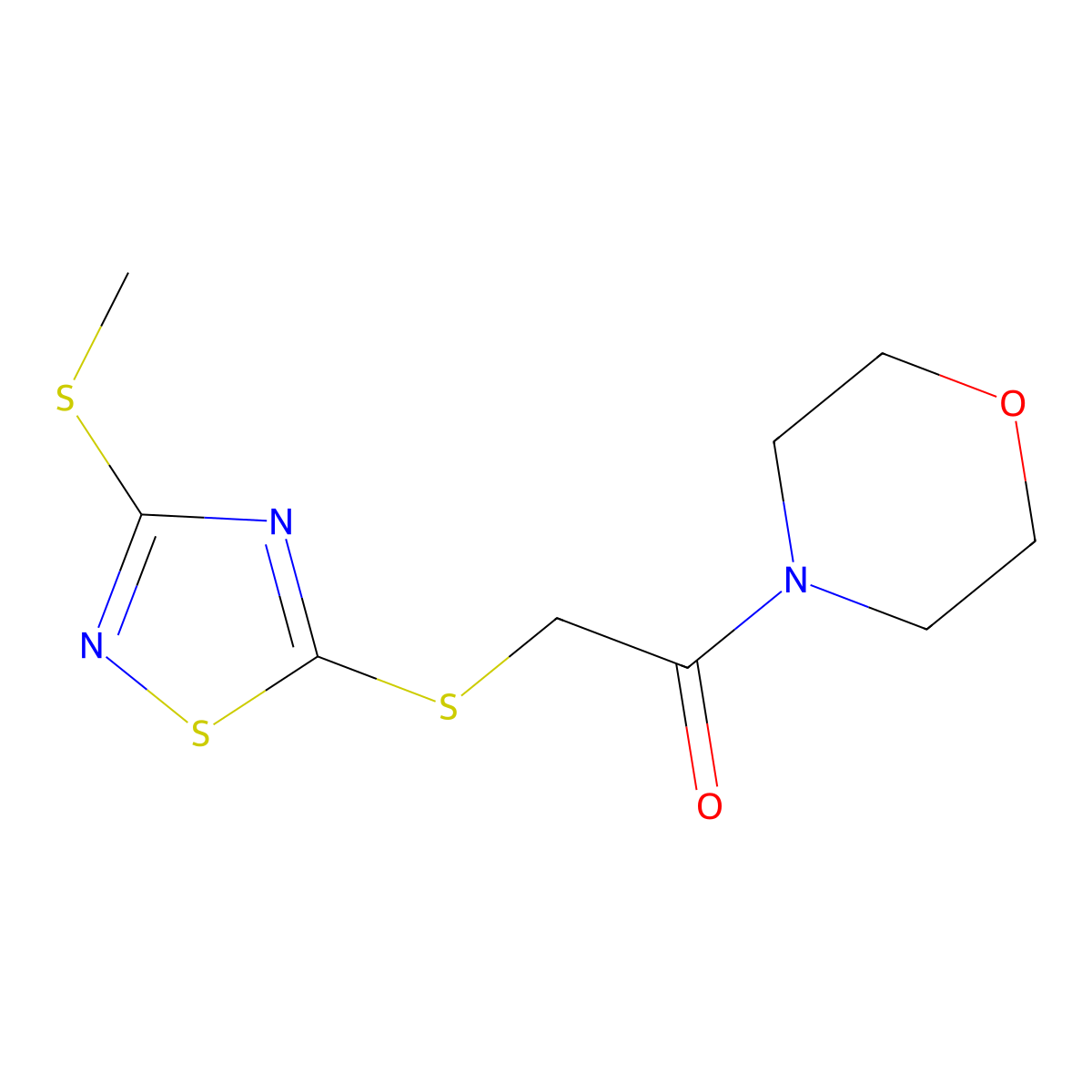 2-[(3-Methylsulfanyl-1,2,4-thiadiazol-5-yl)sulfanyl]-1-morpholin-4-ylethanone molecular structure, CAS 825610-69-3